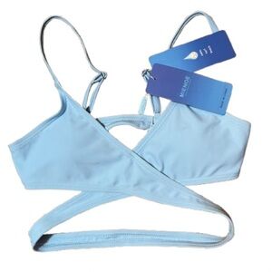 NWT Mienoe Light Blue Girls Swim Bikini Top Swimwear Sized Medium
